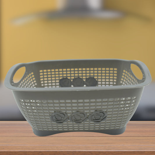 5546 Multipurposes Plastic Basket Organizer For Kitchen Countertop Cabinet Bathroom With Lid Plastic Storage Basket For Store Fruits Vegetables Magazines Cosmetics Stationary (1 Pc Mix Color )