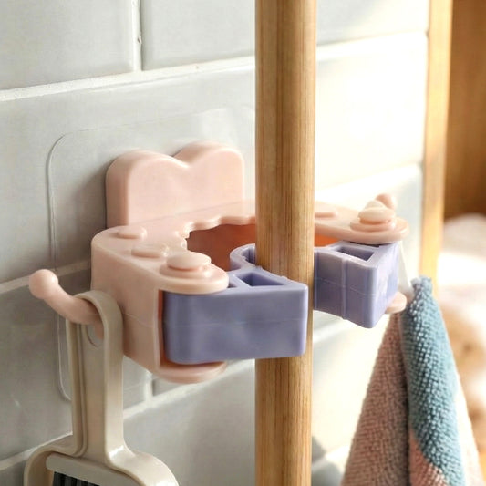 Wall Mounted Broom Mop Holder Clips (4 Pc Set)