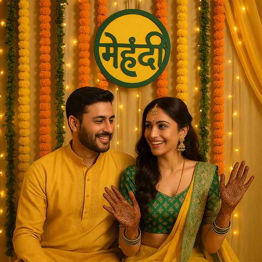 Mehndi Ceremony Wall Hanging Backdrop Sign Name Plate (1 Pc)