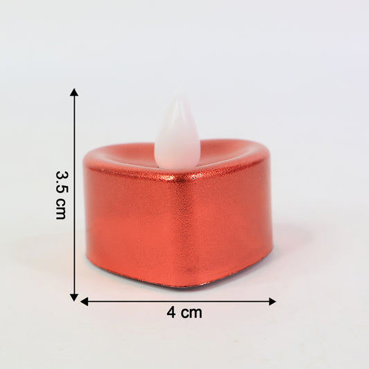 Heart Shaped Led Tea Light Candles (Mix Color 12 Pc)