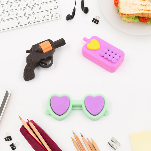 18027 Mix Design 1 Set Fancy Stylish Colorful Erasers For Children Different Designs Mix Eraser Set For Return Gift Birthday Party School Prize (1 Set)
