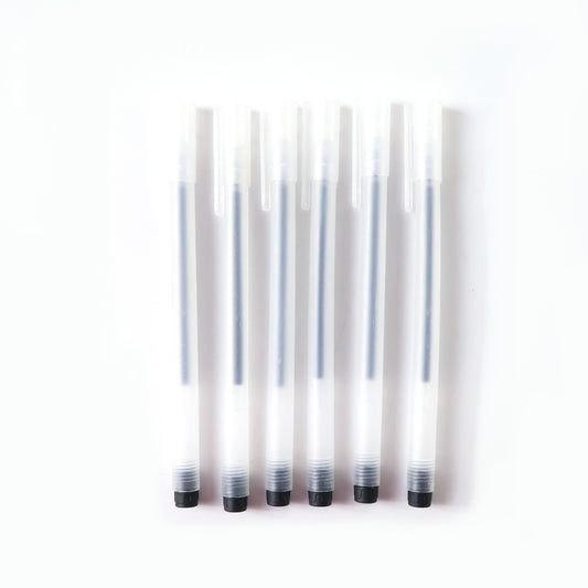 Transparent Smooth Writing Black Gel Pens Set Of 6 Pieces