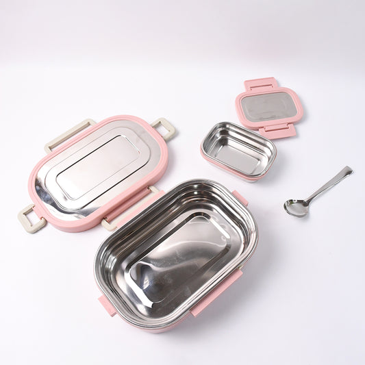 5588 Miracle Carry Lunch Box Microwave Safe Lunch Box With Insulated Bag 2 Compartment Lunch Box (400 Ml 2 Pc)