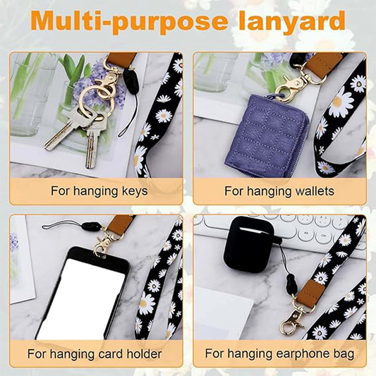 Floral Print Neck Lanyard Strap With Clip Hook Mobile String (1 Pc)