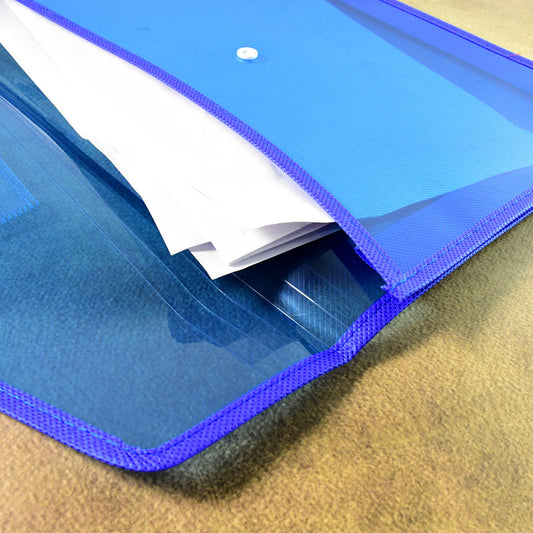 Transparent Document File Folder Multi-color Button Closure File Bags (1 Pc Mix Color)