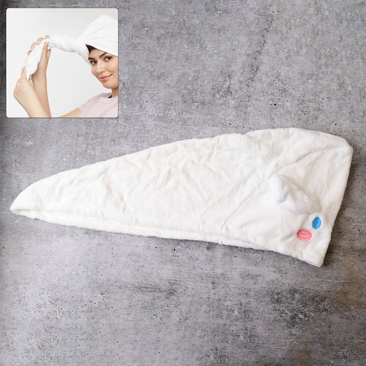 Premium Soft Microfiber Hair Drying Towel Wrap With Button (1 Pc)