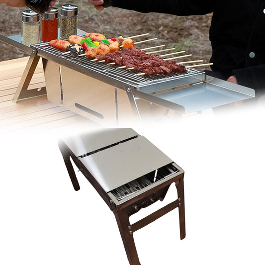 Portable Bbq Barbecue Grill Stainless Steel Folding Charcoal Grill (1 Set Net Weight 2207 Gm)