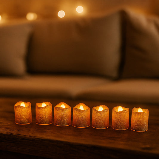 Christmas Premium Glitter Led Tealight Candles Flameless Decorative Lights (24 Pc Set)