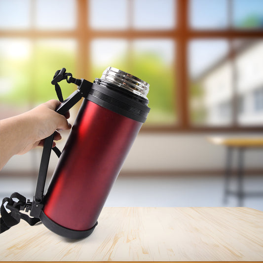 13039 Liter Stainless Steel Water Bottle With Straw Strap Handle Vacuum Insulated Thermos Flask Double-walled Coffee Thermos Flask Leak-proof Water Bottle For Sports Fitness Gym (1500ml)