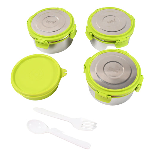 Stainless Steel Tiffin Lunch Box Container Dabba With 4 Side Clip Lock Lid For Office School Use Food Grade Air Tight Easy To Carry Leak Proof