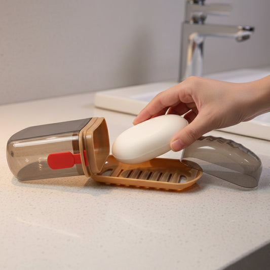 Premium Plastic Soap Box With Drain Tray Protective Cover