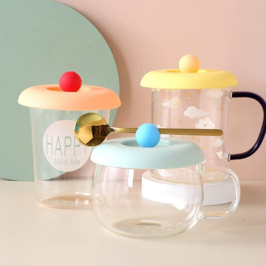 Cup Mug Lid Dust Proof Silicone Rubber Airtight Seal (Cup Spoon Not Included Only Lid 1 Pc)