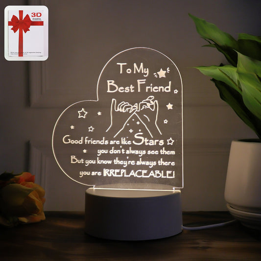Heart Shape 3d Led Acrylic Night Lamp (1 Pc)