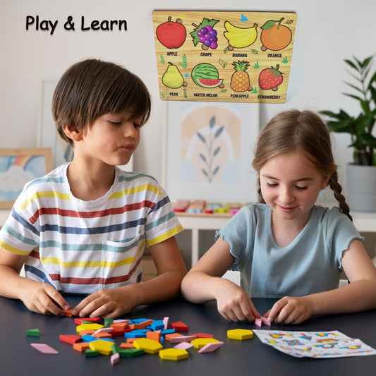 Wooden Fruits Puzzle Learning Educational Board (1 Set 2820 Cm)