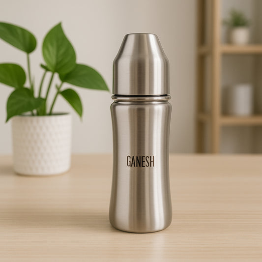 8173 Ganesh Stainless Steel Baby Feeding Bottle Milk Bottle For New Born Infants Toddler Up To 3 Years Bfa Free (250 Ml Approx)