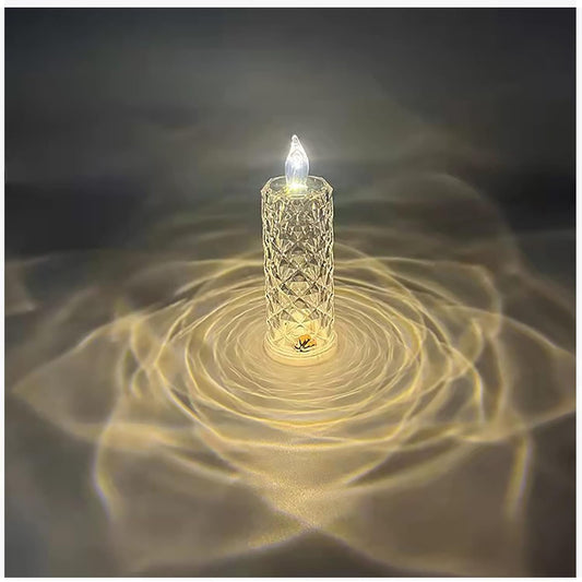 8439 Rose Candles Led Flameless And Smokeless Decorative Acrylic Transparent Candles Led Tea Light Candle Perfect For Gifting Home Diwali Christmas Crystal Candle Lights (1 Pc) (Moq - 12 Pc )