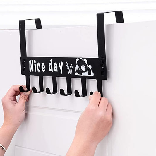 Heavy-duty Carbon Steel Door Hook Hanger Rack (1 Pc 6 Hook Black)