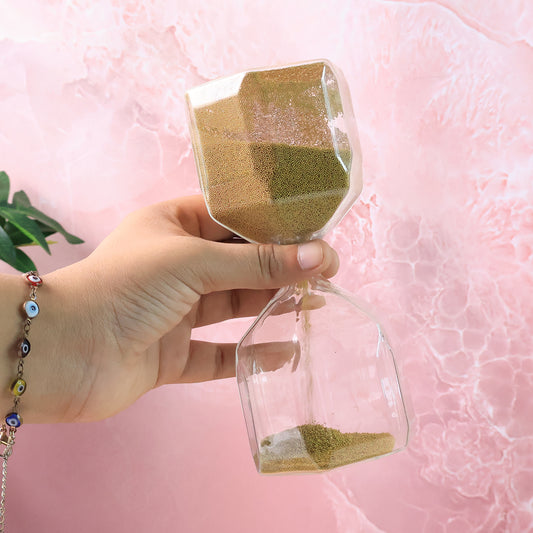 Faceted Glass Hourglass Sand Timer - (1 Pc 4 Minutes Approx Time)