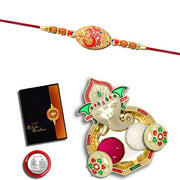 Rakhi Combo (K1_403_aa3) With Pooja Coin Shri Ganesh Pooja Thali  Tilak Set  Greeting Card Rakhi Thali  Rakhi For Brother And Bhabhi  Rakhi With Plate  Rakhi For Kids  Rakhi For Brother And Bhabhi  Handmade Rakh  Rakhi For Brother Kids thumbnail 1