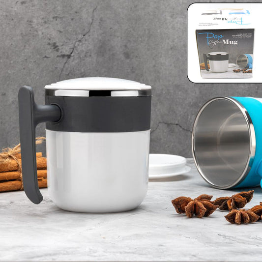 Stainless Steel Insulated Coffee/Tea Mug with Lid ? Double Wall Hot Beverage Travel Cup, Milk Mug for Office & Home Use (1 Pc)