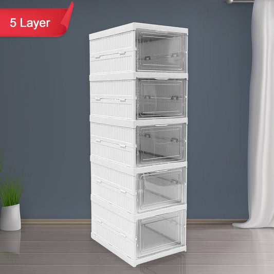 5-Layer Stackable Utility Cart ? Foldable Storage Organizer for Clothes & Home (1 Pc)