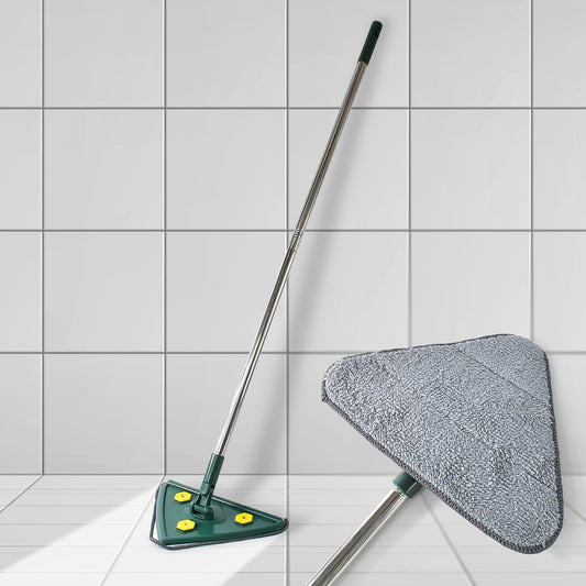 2-in-1 Extendable Triangle Mop ? Retractable, 360° Rotating, Telescopic & Reusable Mop Heads (1 Pc)