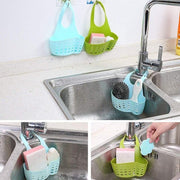 762 Adjustable Kitchen Bathroom Water Drainage Plastic Basketbag With Faucet Sink Caddy thumbnail 2