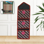 8867 Foldable Hanging Organizer 3 Compartment Pocket Organiser Document Holder Wall Hanging Letter Holder With 3 Pockets  Magazinepaper Holder Foldable Hanging Organizer thumbnail 5