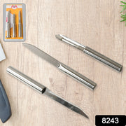 8243 Stainless Steel Multipurpose Sharp Cutting Knife With Non-slip Handle For Fruit Meat And Vegetable Chopping (Pack Of 3) thumbnail 7