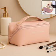 Premium Peach Travel Makeup  Toiletry Organizer Pouch With Zipper  Handle (1 Pc) thumbnail 1