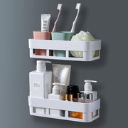 4029 Abs Plastic Shower Corner Caddy Basket Shelf Rack With Wall Mounted Suction Cup For Bathroom Kitchen thumbnail 2