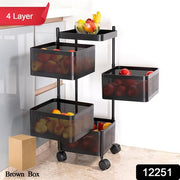 Metal Square High Quality Kitchen Trolley With Wheels (4 Layer  1 Pc) thumbnail 7
