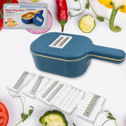Vegetable Slicer Cutter - 6 Blades Kitchen Accessories Tools  Appliances With Container  Handle (1 Set) thumbnail 1