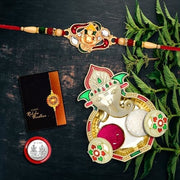 Rakhi For Brother Set Of 1 With Dish Silver Coin  Greeting Card Rakhi For Brother And Bhabhi Rakhi With Gift For Brother Rakhi For Kids Rakhi Set Rakhi Combo (K1_523_aa3) thumbnail 1