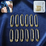 Decorative Golden Safety Pin Brooch Set (12 Pc Set) thumbnail 1