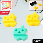 Multi-functional Apple-shaped Plastic Mobile Stand With Pen Holder (3 Pc  Mix Color) thumbnail 7