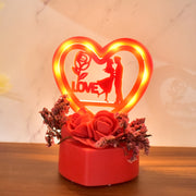 Romantic Heart-shaped Love Couple Decorative Showpiece With Rose Base (1 Pc) thumbnail 3