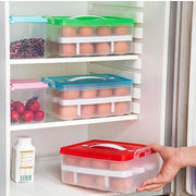 5725 2layer 32 Grid Egg Tray With Lid Egg Carrier Holder For Refrigerator Camping Food Storage Container With Handle (1 Pc ) thumbnail 5