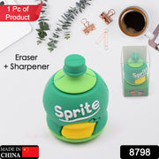 2-in-1 3d Cold Drink Bottle Shape Rubber Pencil Sharpener And Eraser Set Stationery For Kids School Boys Girls Birthday Return Gifts (24 Pcs Set  1 Pc ) thumbnail 7