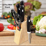 Kitchen Knife Set With Wooden Block And Scissors (5 Pcs Black)