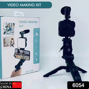 6054 Vlogging Kit For Video Making With Mic Mini Tripod Stand Led Light  Phone Holder Clip For Making Videos thumbnail 7