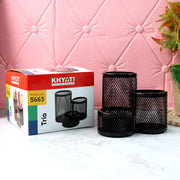 Khyati Trio Metal Mesh Pen Stand  3-in-1 Round Desk Organizer Set thumbnail 4