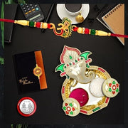 Rakhi For Brother Set Of 1 With Dish Silver Coin  Greeting Card Rakhi For Brother And Bhabhi Rakhi With Gift For Brother Rakhi For Kids Rakhi Set Rakhi Combo (K1_308_aa3) thumbnail 1