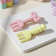 Cute Mini Fork Shaped Hair Clips Set For Girls And Women (4 Pc) thumbnail 5