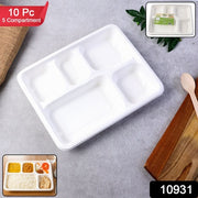 5-compartment Rectangle Lunch Compostable Bagasse Plate  10 Pcs Pack thumbnail 5