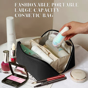 Premium Black Travel Makeup  Toiletry Organizer Pouch With Zipper  Handle (1 Pc) thumbnail 2