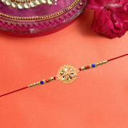 Elegant Meenakari Floral Rakhi With Colorful Beads  Golden Detailing thumbnail 2