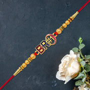 Bro 1 Rakhi With Golden Beads  Enamel Finish thumbnail 2