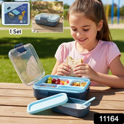 3 Compartment Snacky Lunch Box Set With 2 In 1 Spoon (1 Set) thumbnail 7
