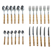 Stainless Steel Cutlery Set With Wooden Finish Handle (24 Pc Set) thumbnail 3